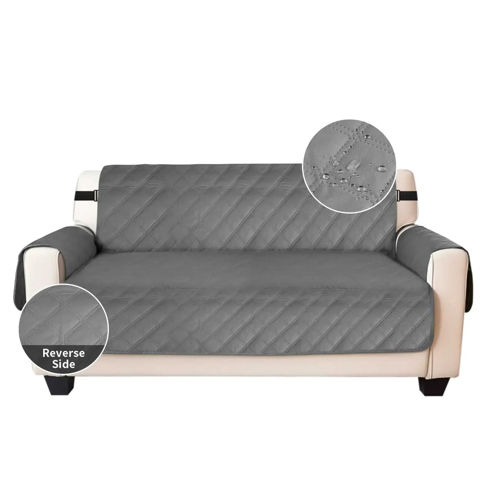 Gewatteerde Bankhoes Waterdicht Antislip Elastische Band Wasbare Bankhoes met Zakken Honden Huisdier Bestendig Meubelbeschermer 1 Seater grijze kleur