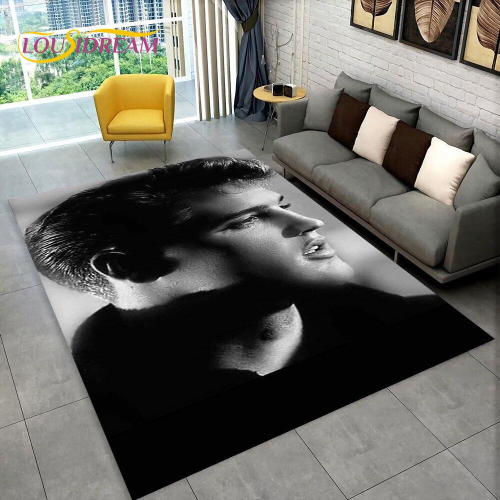 The King Elvis Presley Retro-Teppich, Teppich für Wohnzimmer, Schlafzimmer, Sofa, Fußmatte, Dekoration, Kinder spielen, rutschfeste Bodenmatte, 3D