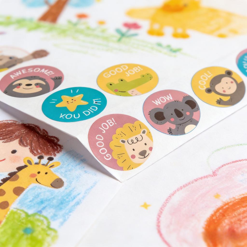 500pcs/1Roll Cute animal stickers, wholesale stickers, non drying stickers, handmade decorative stickers,gift packaging stickers