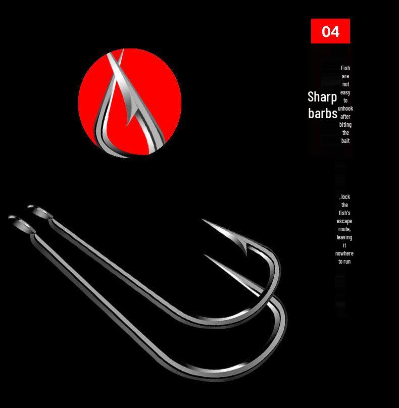 Tuna Mouth Hand-Tied Double Hook Leader for Carp and Small Fish with Black Sleeve