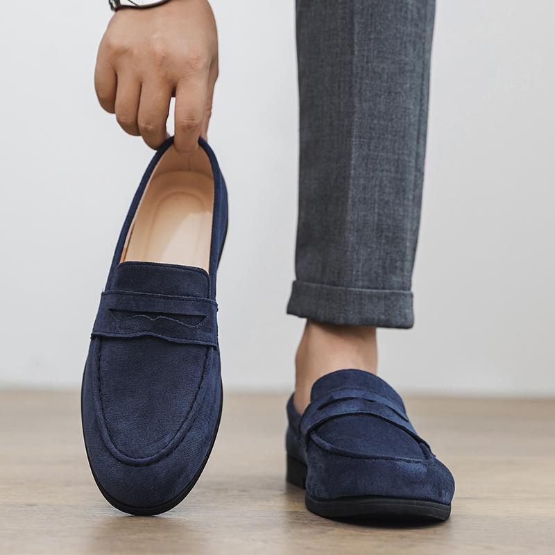 Autumn Suede Loafers Man Large Size 45 Comfort Flats Men Slip-on Casual Shoes Retro Brown Moccasins For Men Driving Footwear