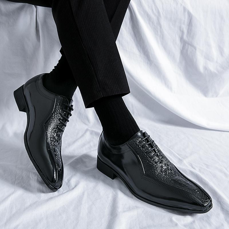 New Business Men's Shoes Oxfords Square Toe Lace-up Spring Autumn Brown Black Mens Dress Shoes Zapatos De Vestir Hombre