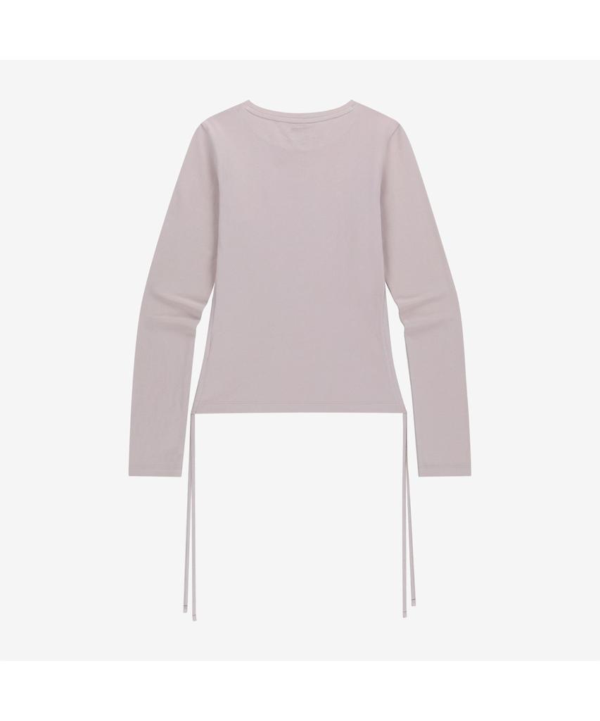 Noseupeiseu Nt7Tr80J Women'S Shirred Long Sleeve Round Neck Tee Grayish_Lilac