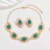A set of fashionable ethnic Bohemian style Türkiye creative color changing blue eye vortex pattern necklace and earring set