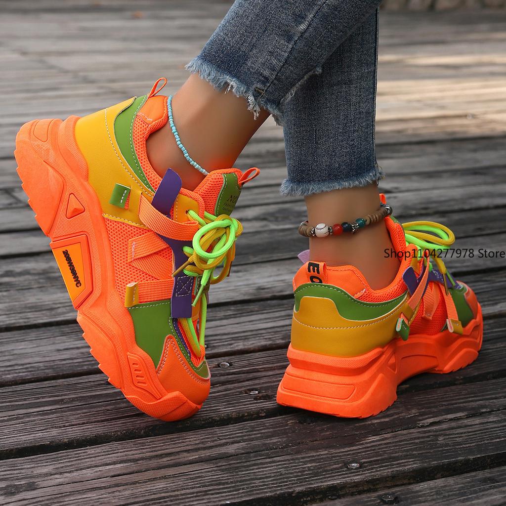 Fashion Women Sneakers Mesh Breathable Platform Sneakers 2025 Women Casual Lace Up Outdoor Women Shoes Low Top Sneakers Zapatos De Mujer