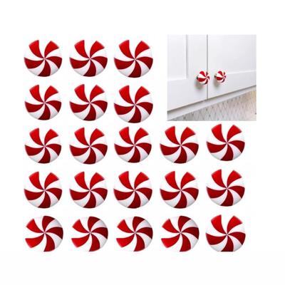 10pcs Peppermint Candy Christmas Knob Button Cover Round Silicone Xmas Tree Hanging Cover MIini Red Drawer Knobs Cover Wardrobe