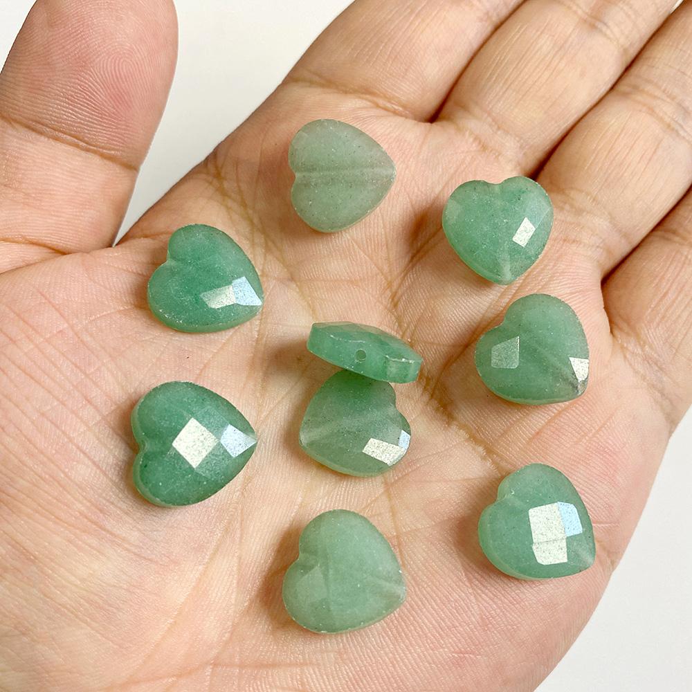 15mm Green Aventurine Jades Faceted Heart Shape Beads Natural Gems Space Loose Bead For Jewelry Making Bracelet Necklace Earring 1PC