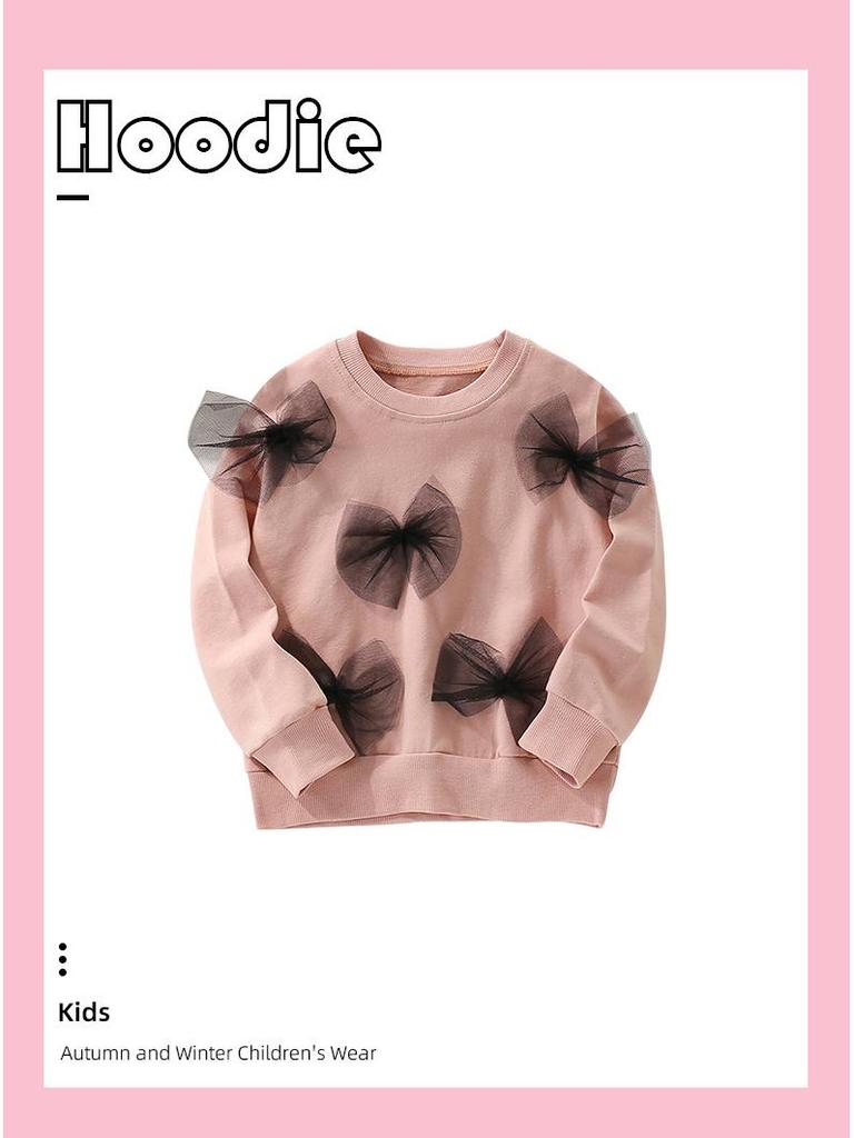 Malwee Girls' Round Neck Long Sleeve Hoodie - Autumn/Winter Cute Toddler Pullover