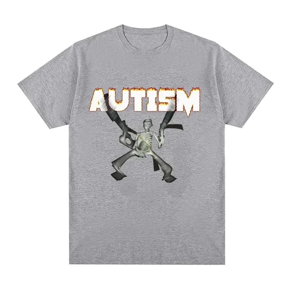 Autism Skeleton Meme T Shirt Humor Funny Skull Men Women Fashion Hip Hop T-shirt Casual Cotton Short Sleeve Oversized T-shirts