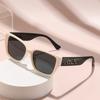 Large Frame Trendy Sunglasses Wide Foot Hollow Letters Sunglasses Women's Fashion Square Frame Sunglasses