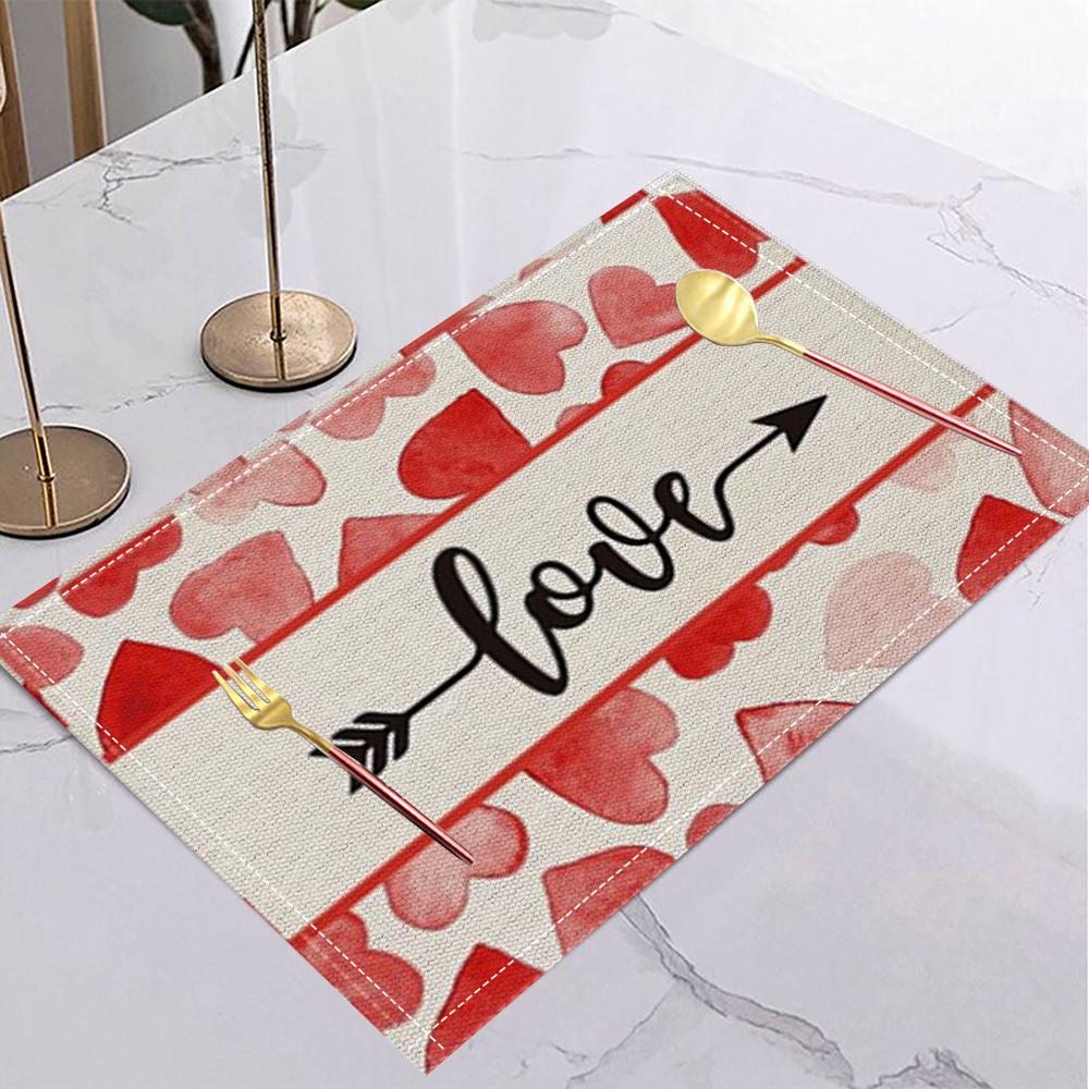 

Love Heart Table Mat Heart Pattern Romantic Valentine s Day Placemat for Romantic Date Love Party Valentine s Dinner Home Decor 1PC-32x42cm