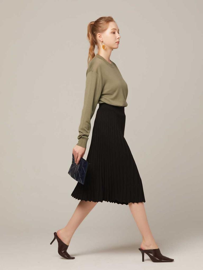 AYIHOLIC CASHMERE High Gauge Round Neck Long Sleeve Knit