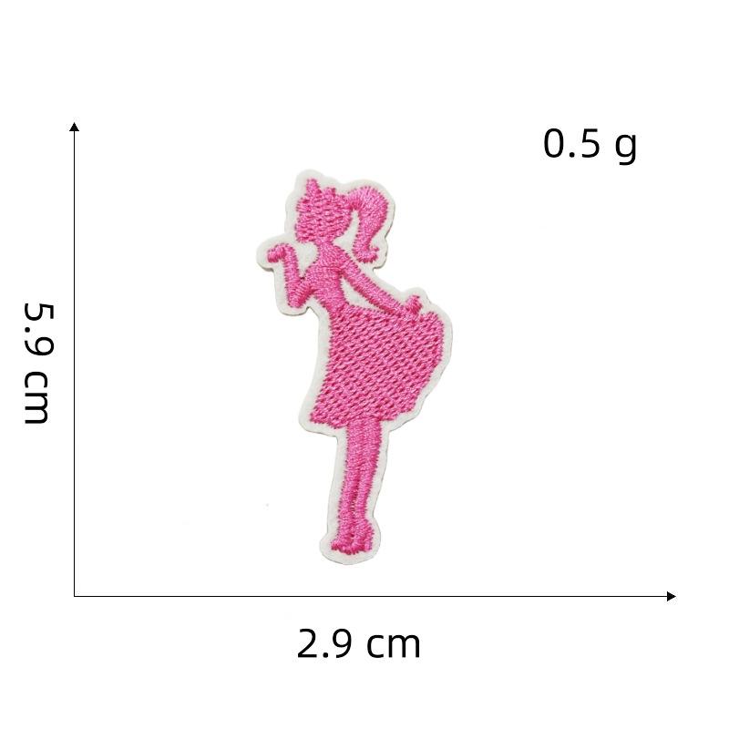 

Pink Cartoon Girl Cloth Sticker Doll Computer Embroidery Label Clothing Accessories Cloth Embroidery Hole Patch Pink Cartoon Cloth Stickers 9 #