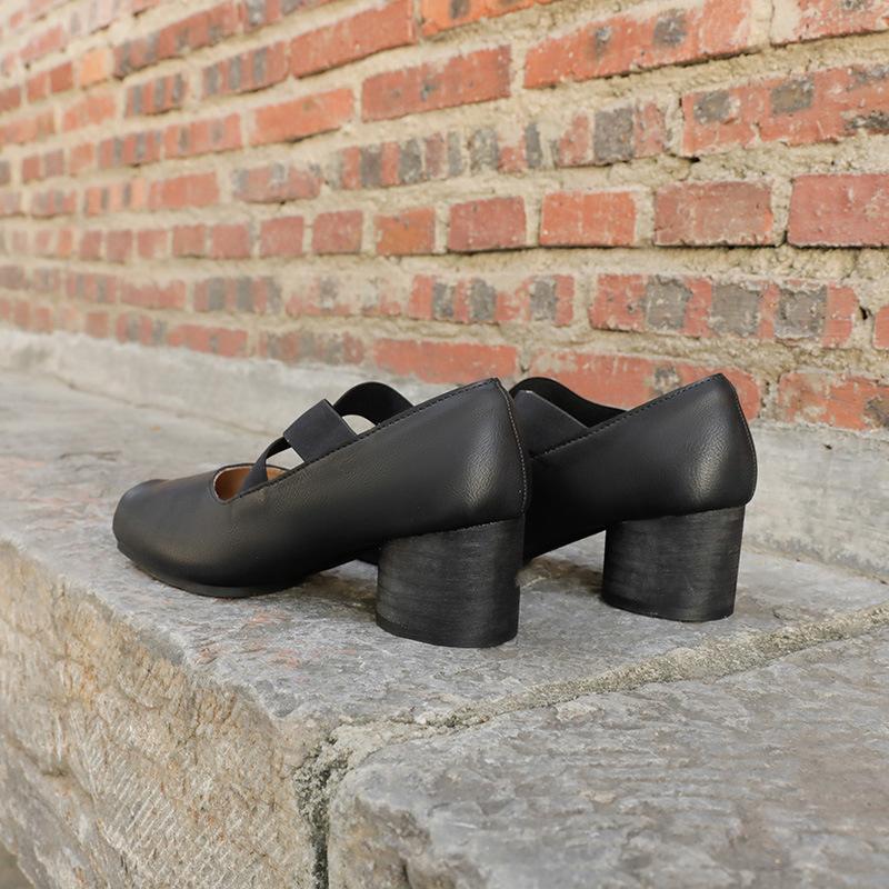 Hroznová máma Druna Miss 2025 Tmavé křížové pásky Čtvercová hlava Baleríny Jednoduché boty Prodyšné a pohodlné