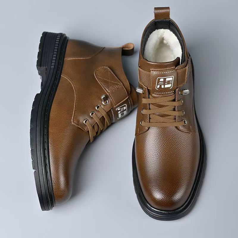 Snow Boots Winter Velvet Warm High-top Leather Surface Waterproof and Dirt-resistant Casual Shoes Outdoor Thickened Cotton Shoes