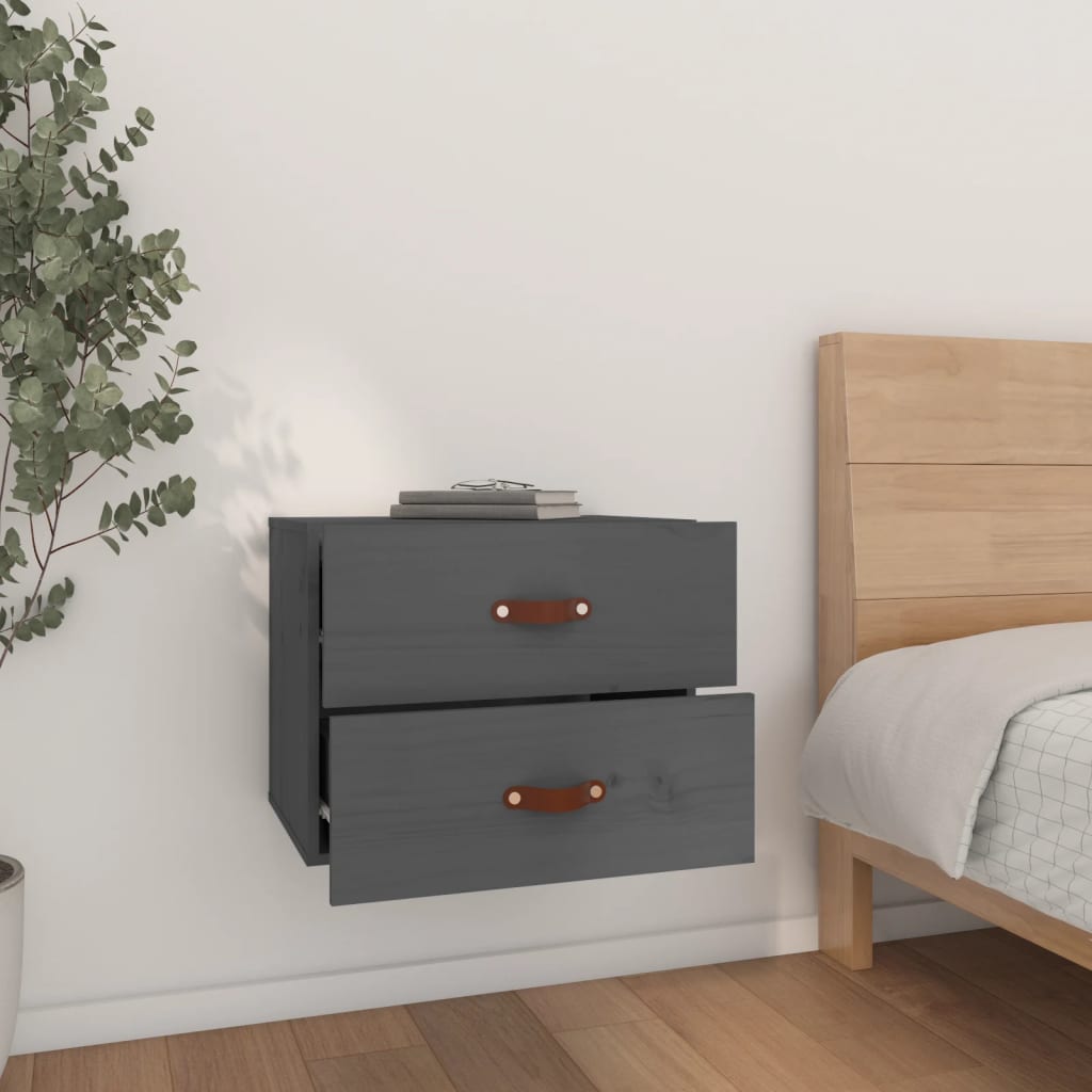 Wall Mounted Nightstand Gray 50 x 36 x 40 cm