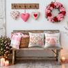 4pcs Valentine'S Day Throw Pillow Covers | Pink Floral Hearts Gift Cupcake Designs, Zip Closure, Polyester, Hand Wash Only, Suitable for Bedroom, Sofa