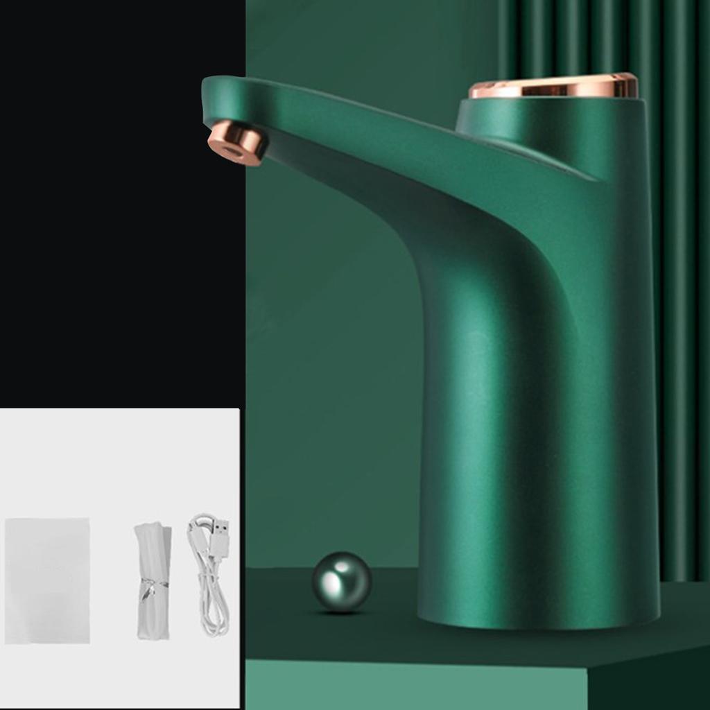 Water Bottle Dispenser USB Charging Electric Drinking Water Pump for Office School Hospitals Retro Green