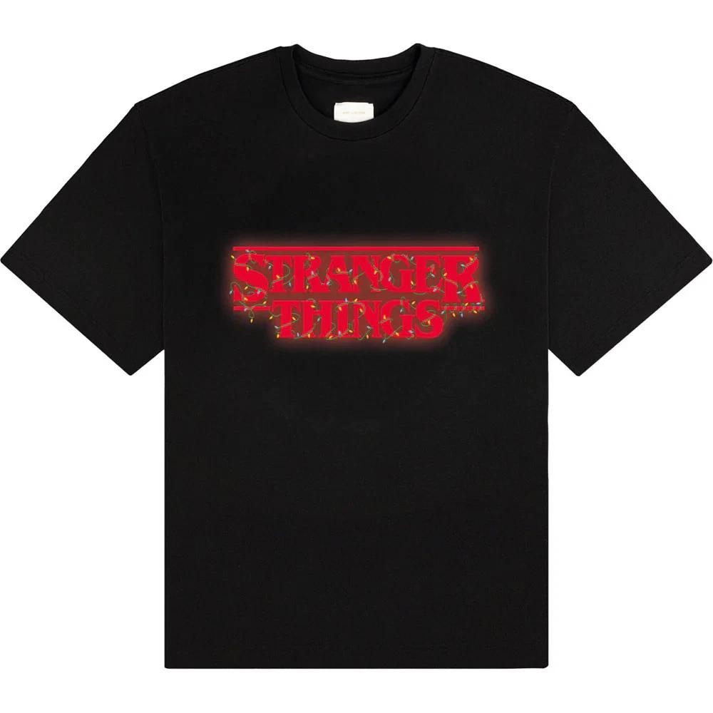 Stranger Things T-Shirt: Logo With Christmas Lights (Black) OFFICIAL NEW S