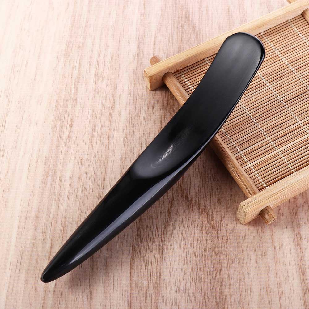 Relaxation Gua Sha Board Black Buffalo Horn Meridian Massage Stick Horn Scraping Tool  Beauty Salon