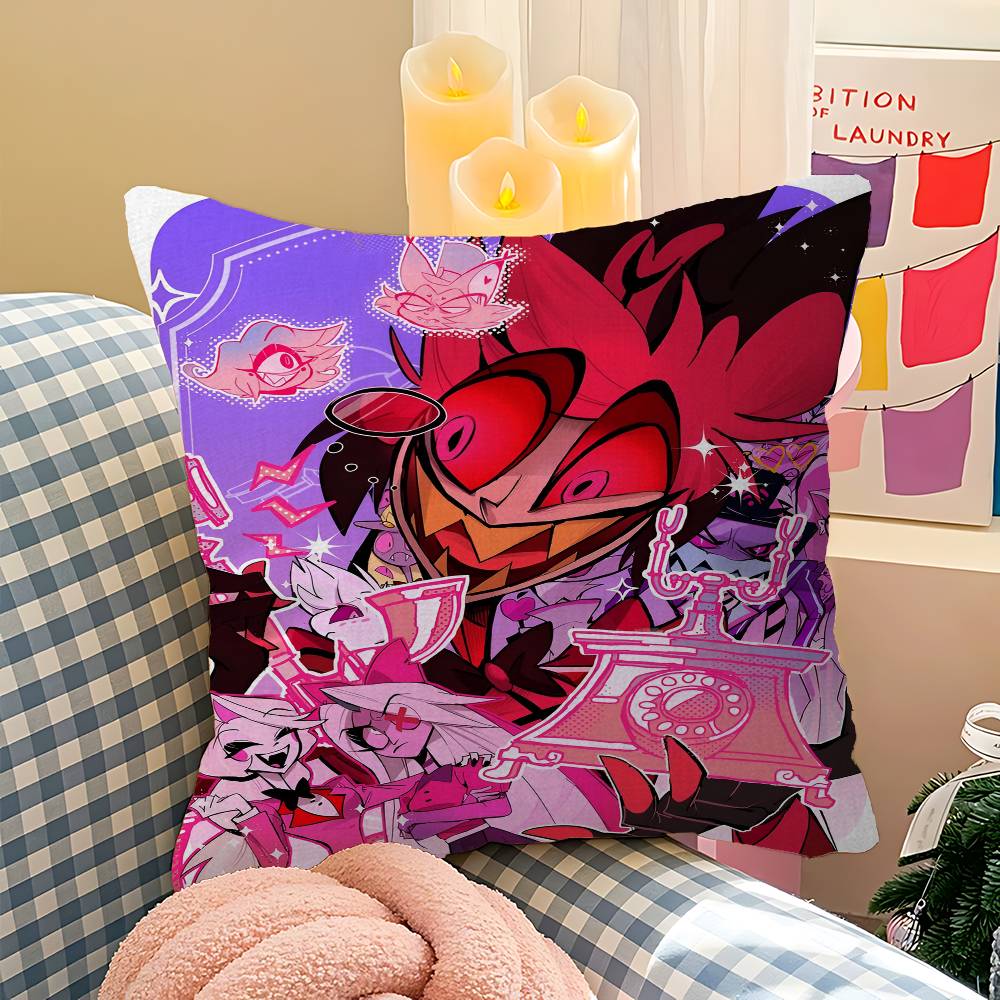 C-Charlie H-Hazbin Pillow Covers Cartoon Sofa Decorative Home Double-sided Printing Short Plush Cute Cushion Cover