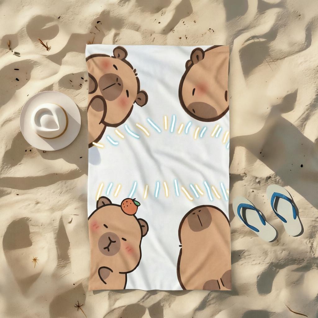 1pc cartoon Bath Beach Towel, Microfiber Print, Versatile for Pool Spa Bath Beach Travel, Summer Home & Outdoor Essential