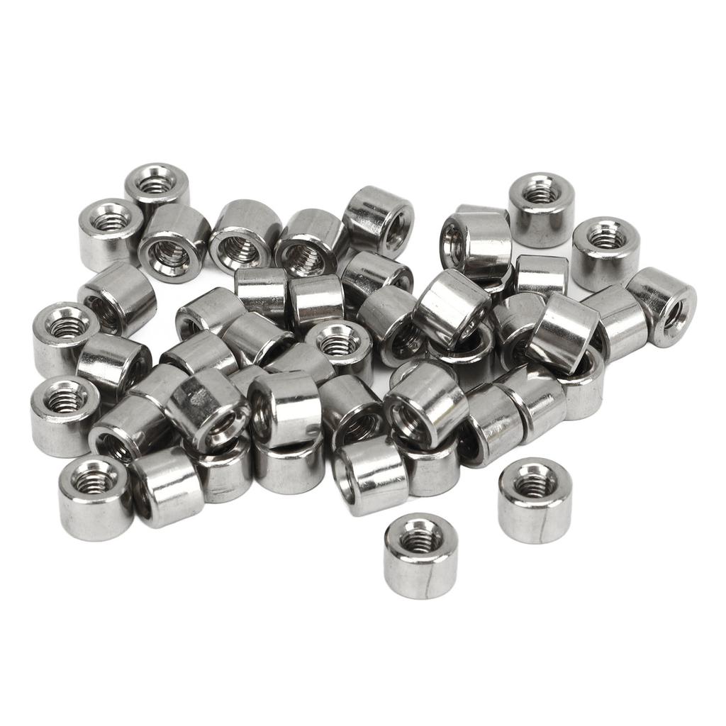 50Pcs Coupling Nut Round Female Thread Stainless Steel M4 Connector Nut Kit for Maintenance