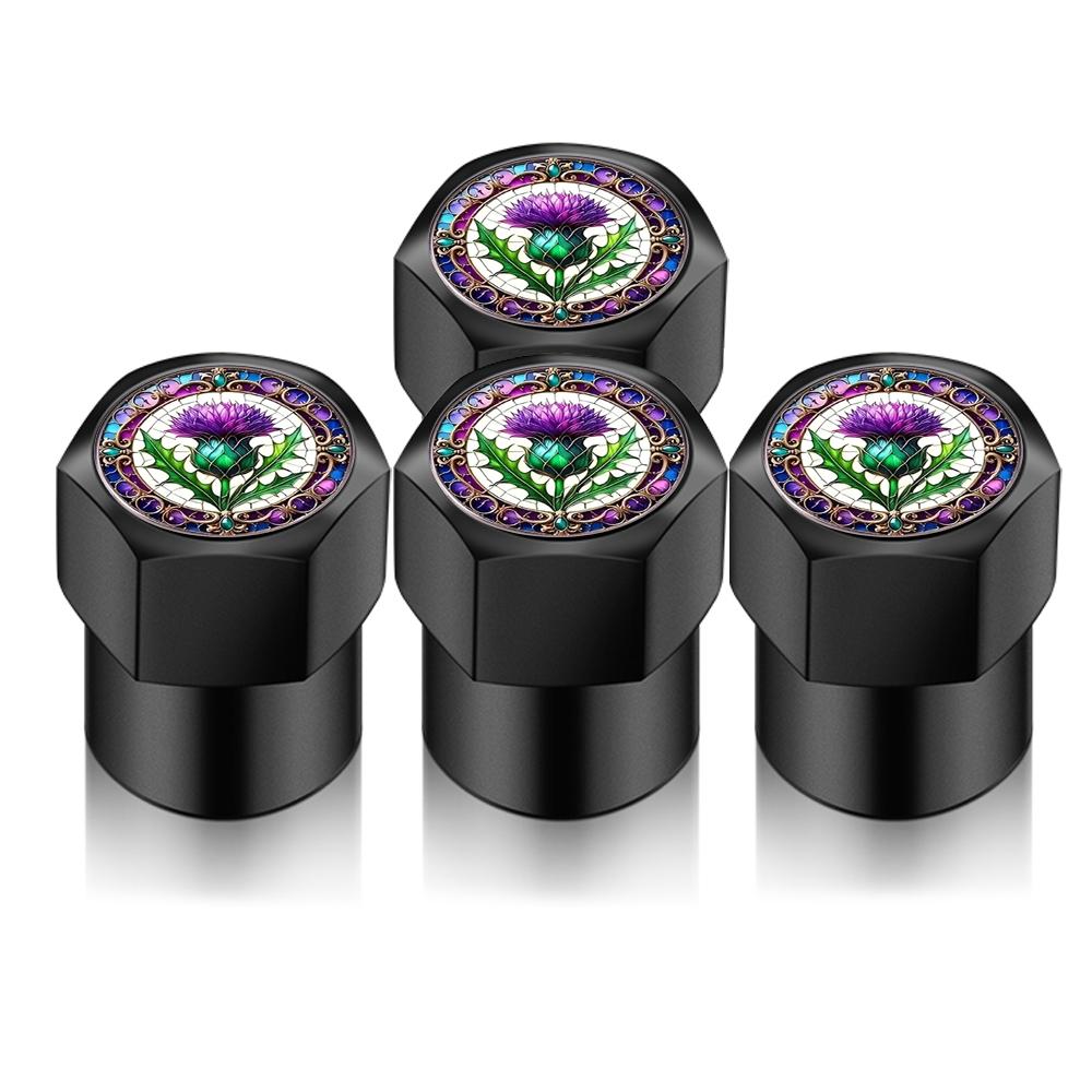 Universal For Celtic Knot & Scottish Thistle Mandala Floral Car Wheel Tire Air Valve Caps Stem Car Stickers For Cars Motor Auto Accessories