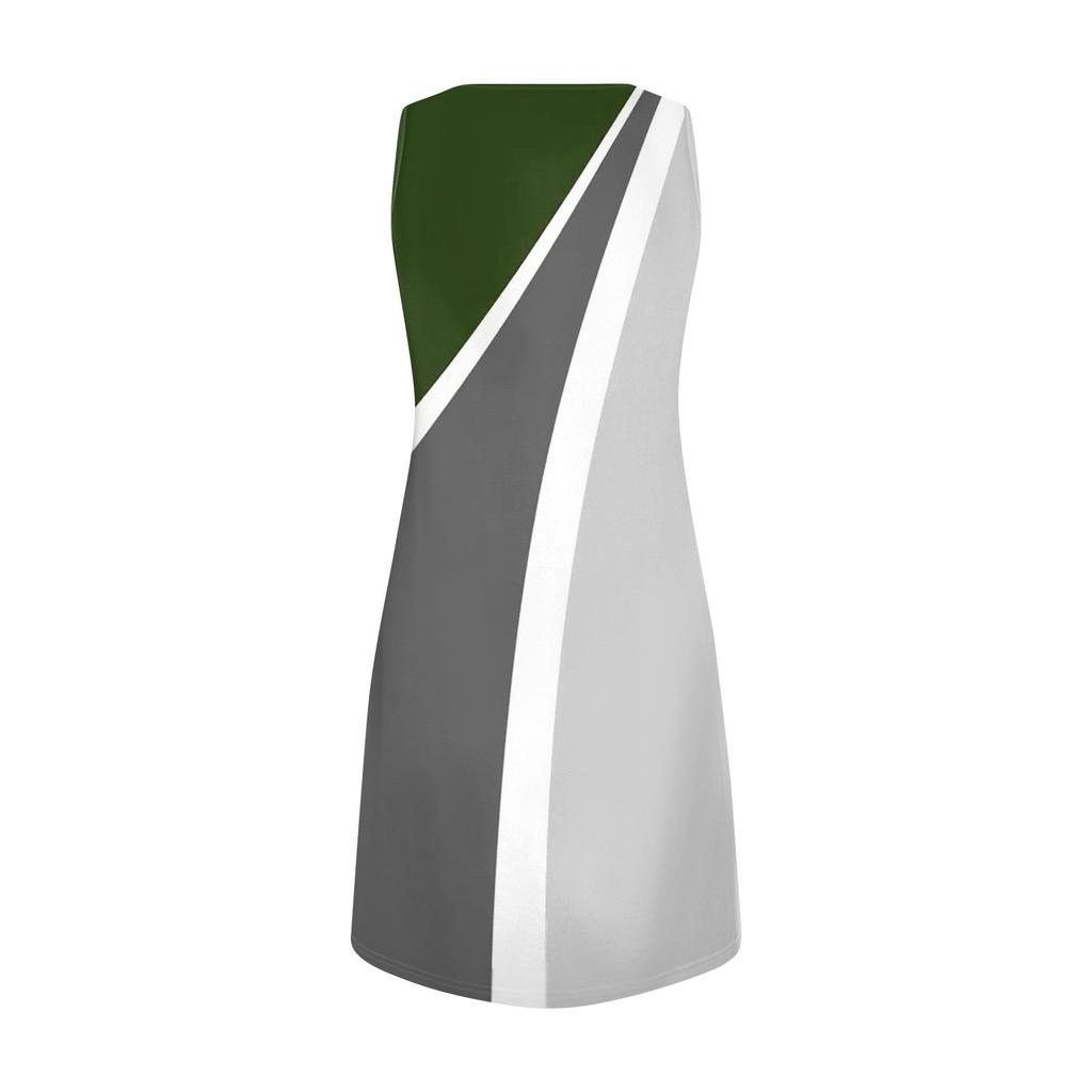 Women Summer Dresses V-Neck Print Sleeveless Sundress Casual Dress