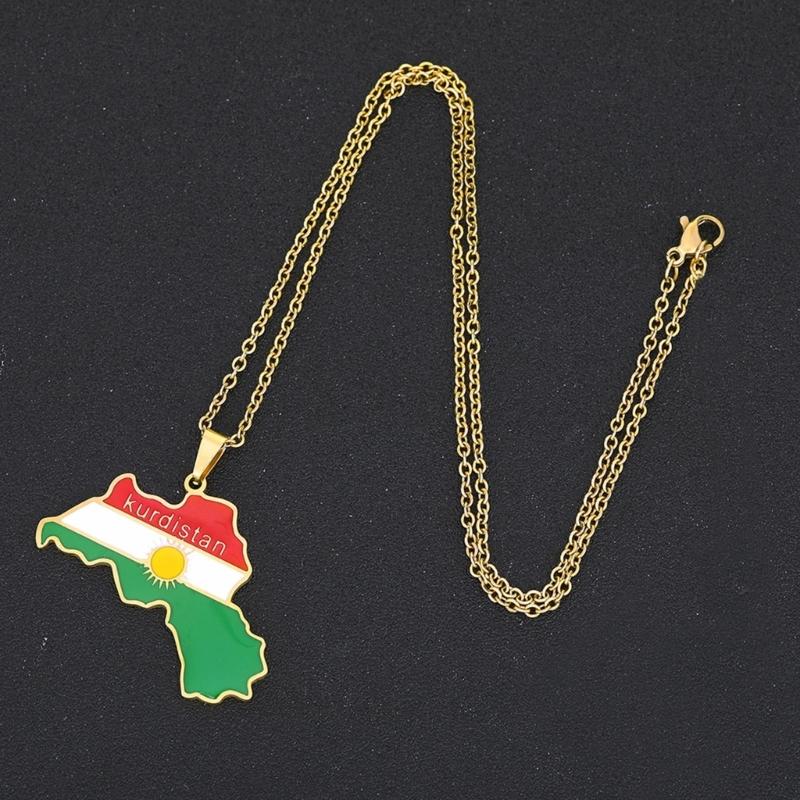 Map Necklace Kurdistan Pendant Necklaces Charm Jewelry Gifts Kurdish Ethnic Adjustable Accessories Hip Hop Necklace