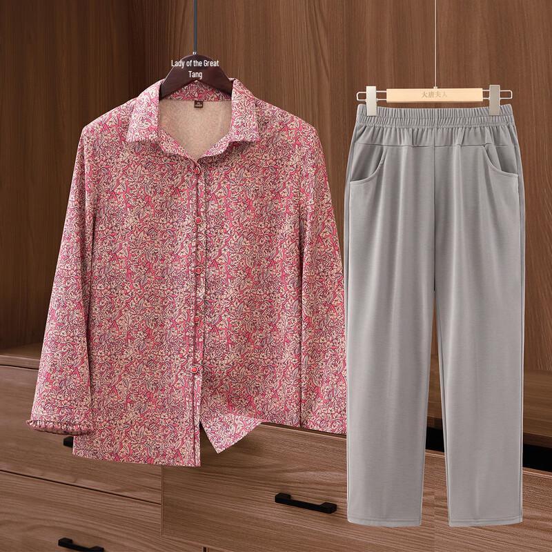 Elderly Women s Thin Summer Blouse Set 5XL
