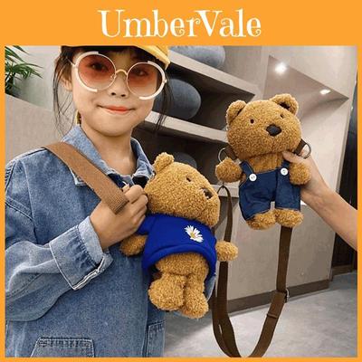 Entzückende Plüsch-Umhängetasche für Kinder Niedlicher Teddybär Crossbody Mini-Geldbörse