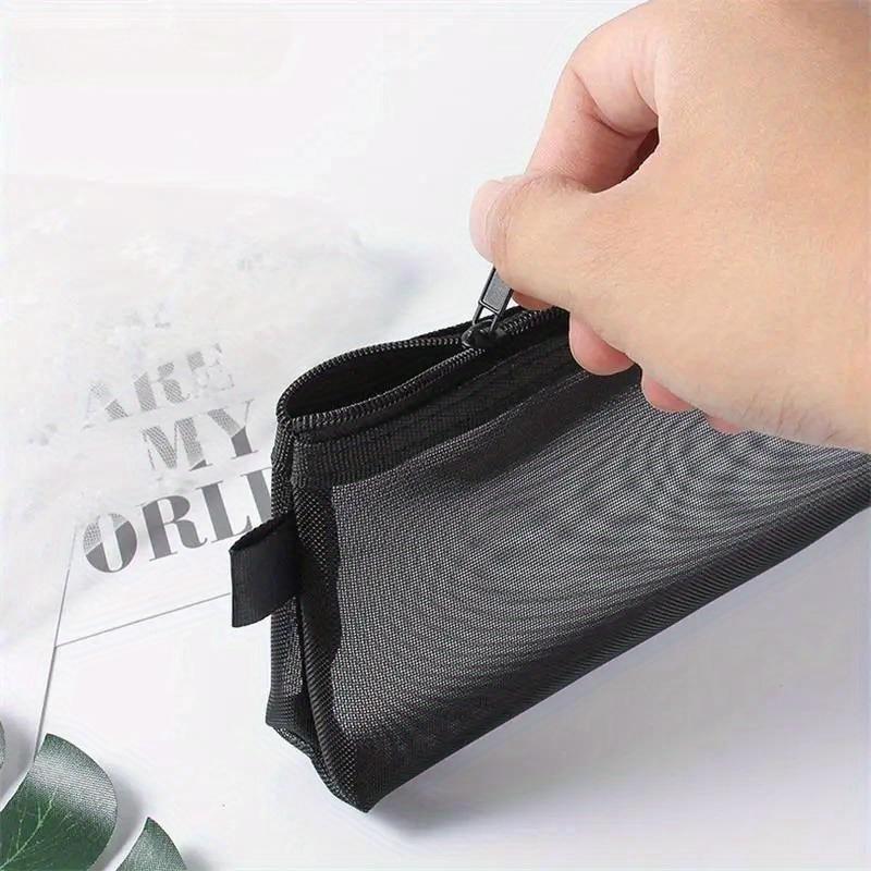 1Pc Simple Transparent Portable Mesh Pencil Case Office Storage Bag Student Pen Bag School Supplies Stationery Bag