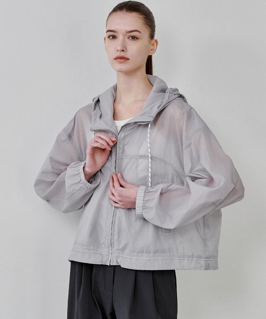 Maloupe 6316 Crop Hooded Lightweight Jumper (Grey)