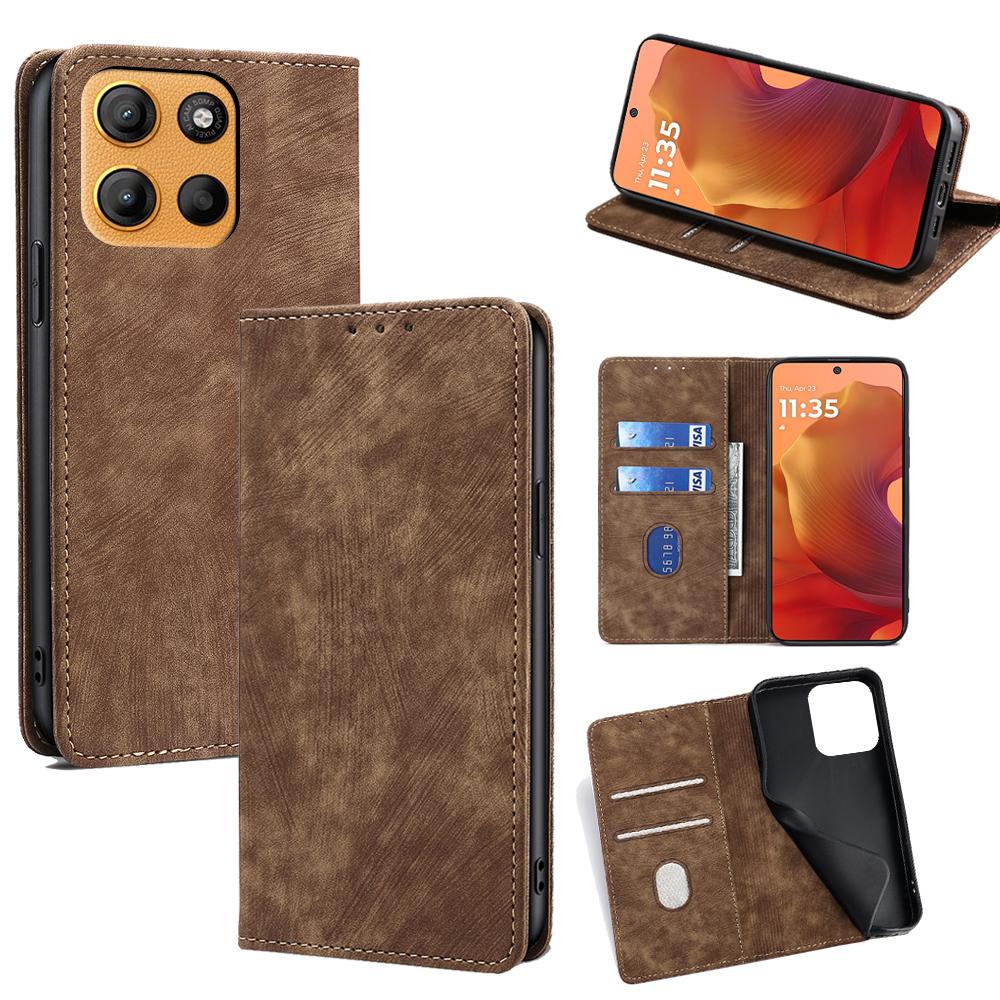 Etui portfelowe ze skóry na telefon Motorola Moto G15 4G/Moto G15 Power 4G z blokadą RFID