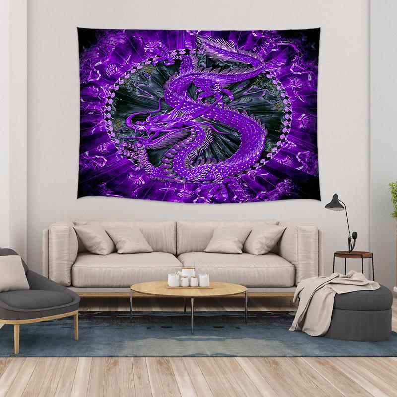 Neon Green Eastern Dragon Tapestry Wall Hanging Psychedelic Oriental Creature Aesthetic Wall Art Bedroom Dorm Room Decor