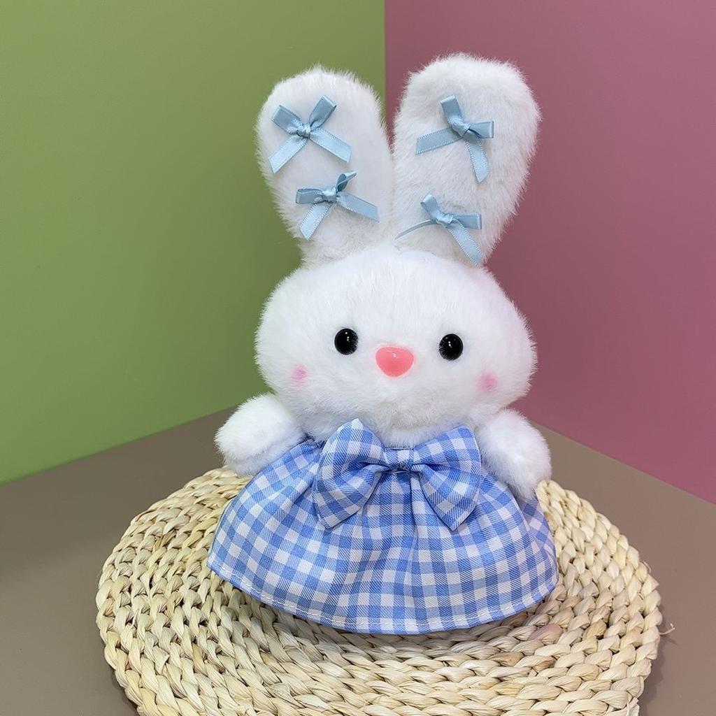 Plaid Skirt Little White Rabbit Plush Toy Exquisite Cute Doll Doll Eight Inch Grab Machine Doll Wedding Gift