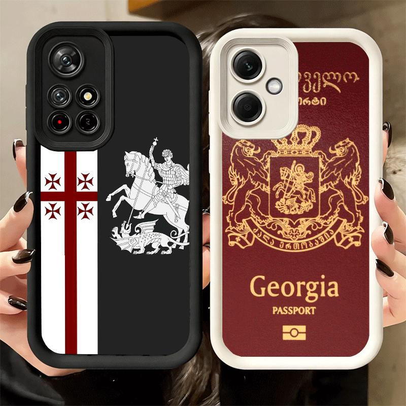 Phone Case for Xiaomi Redmi Note 15 14 13 Pro Plus Georgia Passport Flag Shell 12S 11 11S 11T 5G 14S Soft Silicone Funda