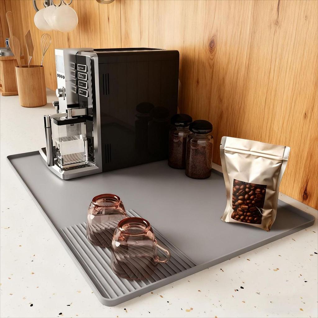 Silicone Coffee Machine Draining and Drying Mat - Multipurpose Kitchen Counter Mat