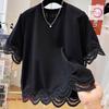 French Plus Size Fashion Design Lace Stitching Short Sleeve T-shirt Women's Summer New Casual Loose Slim Joker Women Clothes