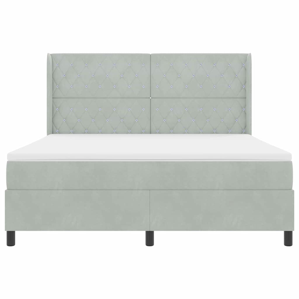 Box Spring Bed with Mattress Light Gray 180 X 200 Cm Velvet