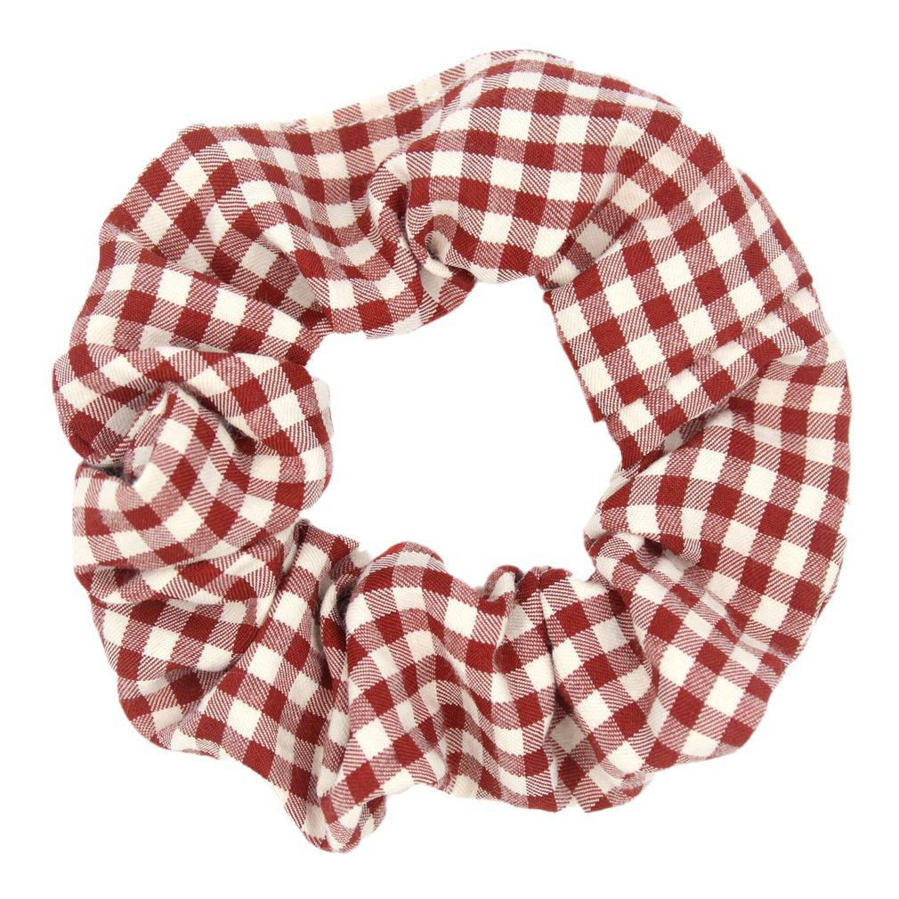 Classic Plaid Fabric Scrunchies: 8 Colors Girls' Hair Ties & Rubber Bands