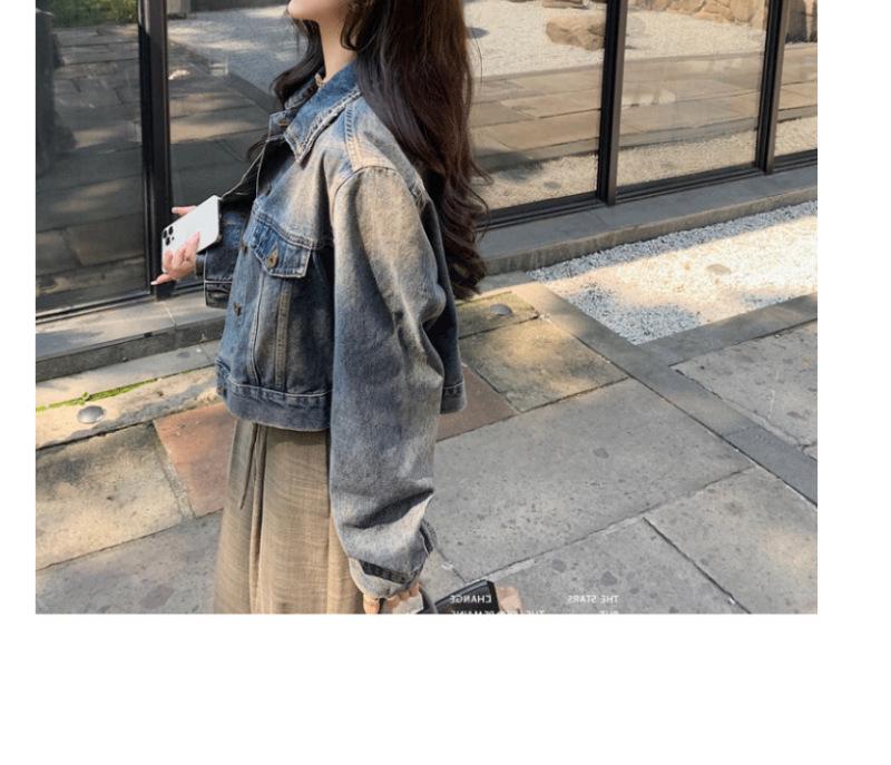 Women's Retro Gradient Light Denim Jacket - Loose Fit, Versatile Spring/Autumn Cardigan