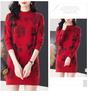 Hengyuanxiang Thickened Medium-Length Sweater Dress - Semi-High Neck, Hip-Covering Base Layer for Autumn/Winter.