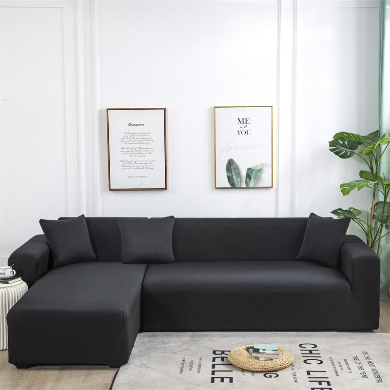 

Сплошные цветные чехлы для диванов для гостиной, эластичные угловые чехлы для диванов, L-образные чехлы для шезлонгов, защита для стула, домашний декор 1pc 1-Seat 90-140cm