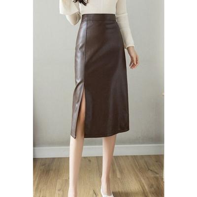 Mid-length New Style for Spring Autumn High-waisted Slimming Slit Versatile Hip-hugging Skirt
