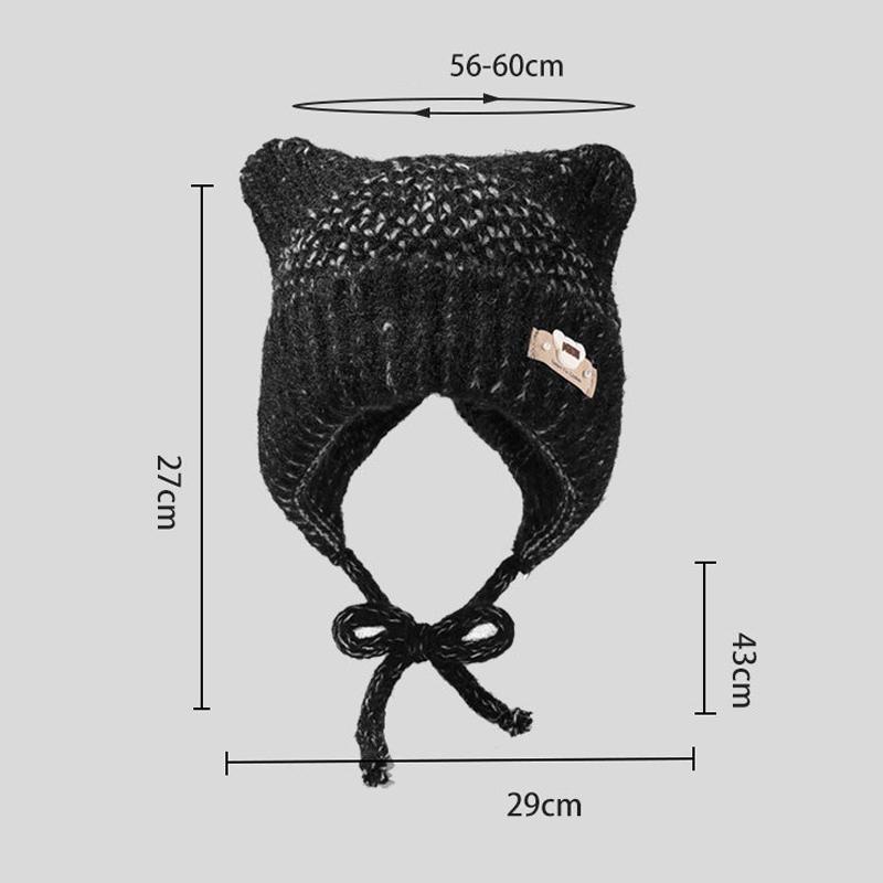 Knitted Hat Autumn Winter Cartoon Bear Wool Hat Women's Winter Warm Hat
