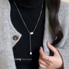 925 Silver Black Agate Necklace for Women Girl Snake Bone Chain Water Drop Jewelry Gift