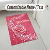Floral Garden Theme Crystal Velvet Rug Personalized Custom Name Text Soft Floor Mat Home Decor