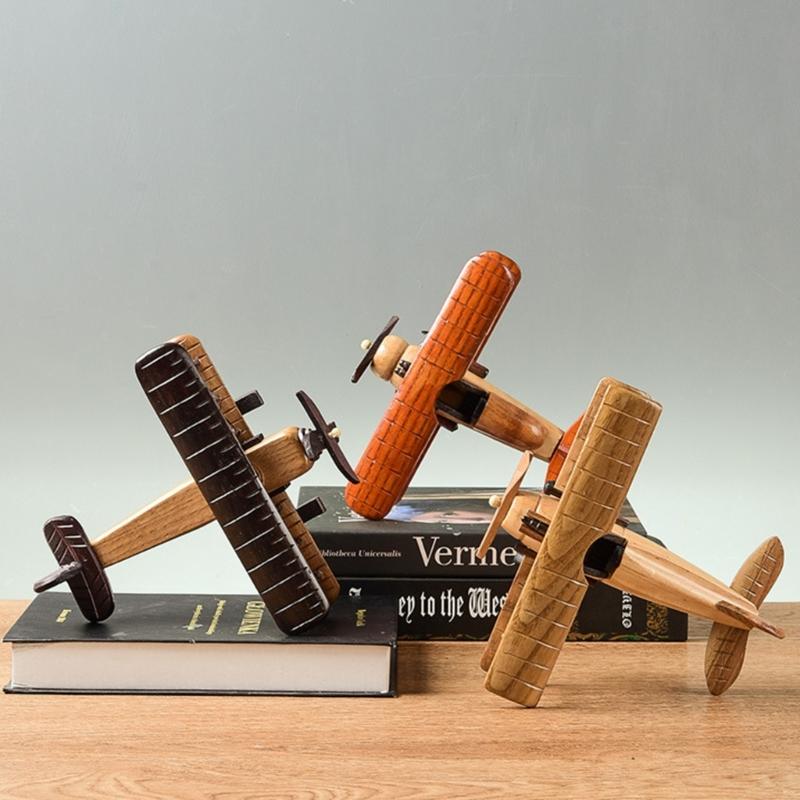 Handmade Wooded Air Plane Model Ornament Living Room Desktop Creative Decoration